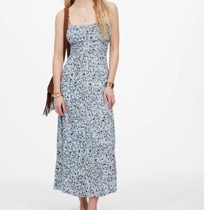 Madewell Ruched Sweetheart Sleeveless Midi Dress in Floral sz 4